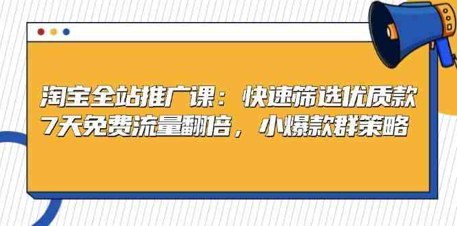 （13184期）淘宝全站推广课：快速筛选优质款，7天免费流量翻倍，小爆款群策略-云网创